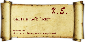 Kallus Sándor névjegykártya